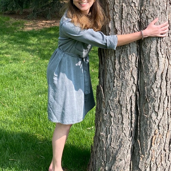 Xs Petite GAP grey chambray dress - Picture 2 of 4